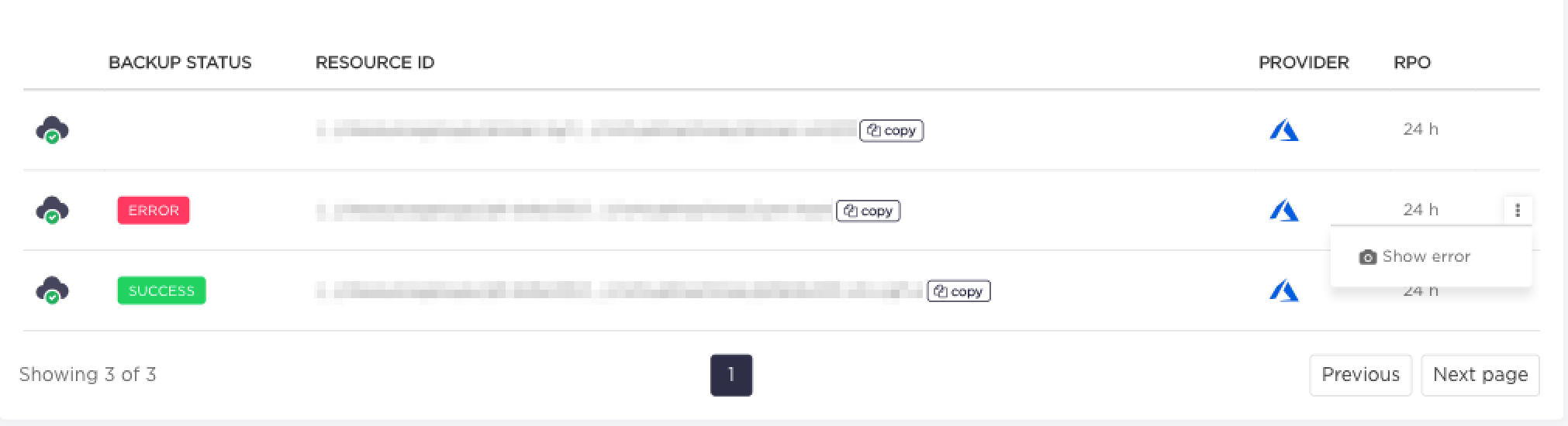 Azure Native VMs view