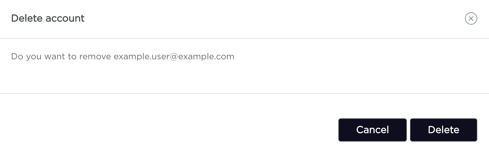 Delete user confirmation