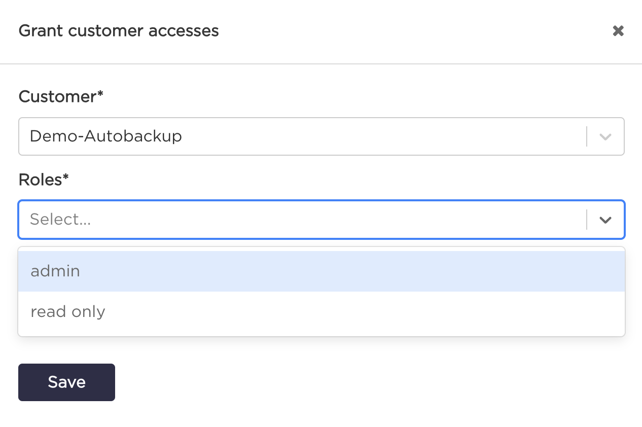 Grant customer access form