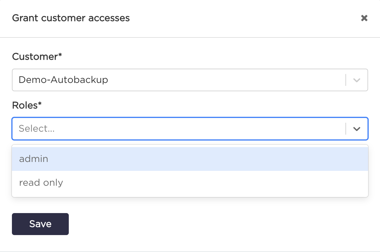 Grant customer access form
