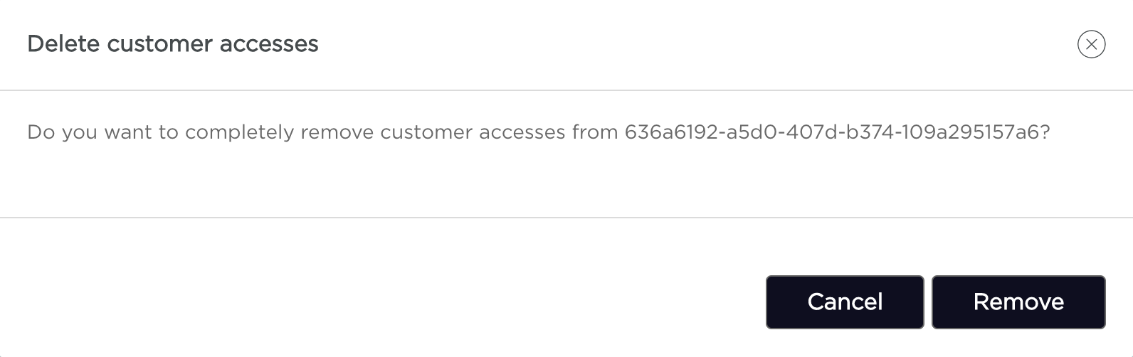 Remove access confirmation