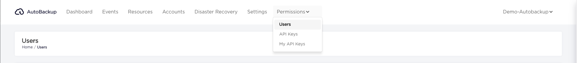 Users permissions view